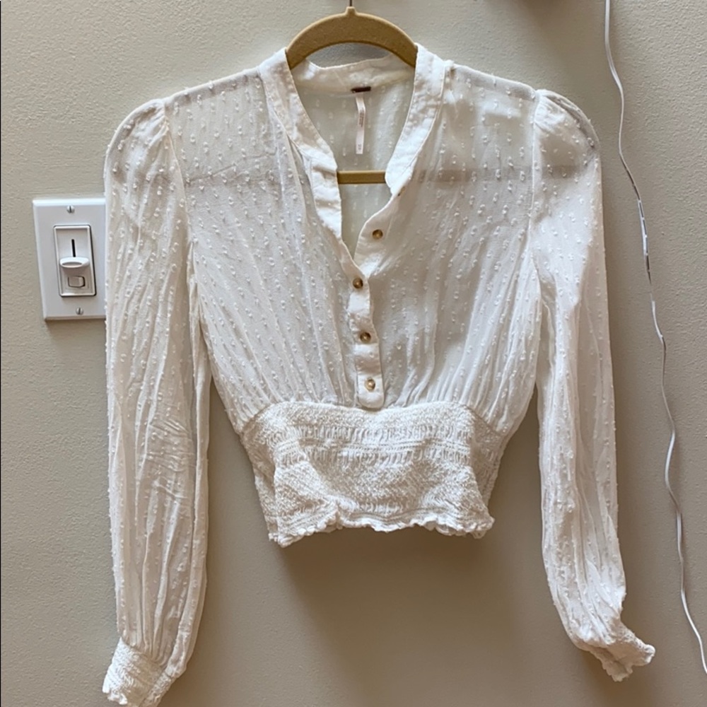 Long sleeve sheer white Free People top